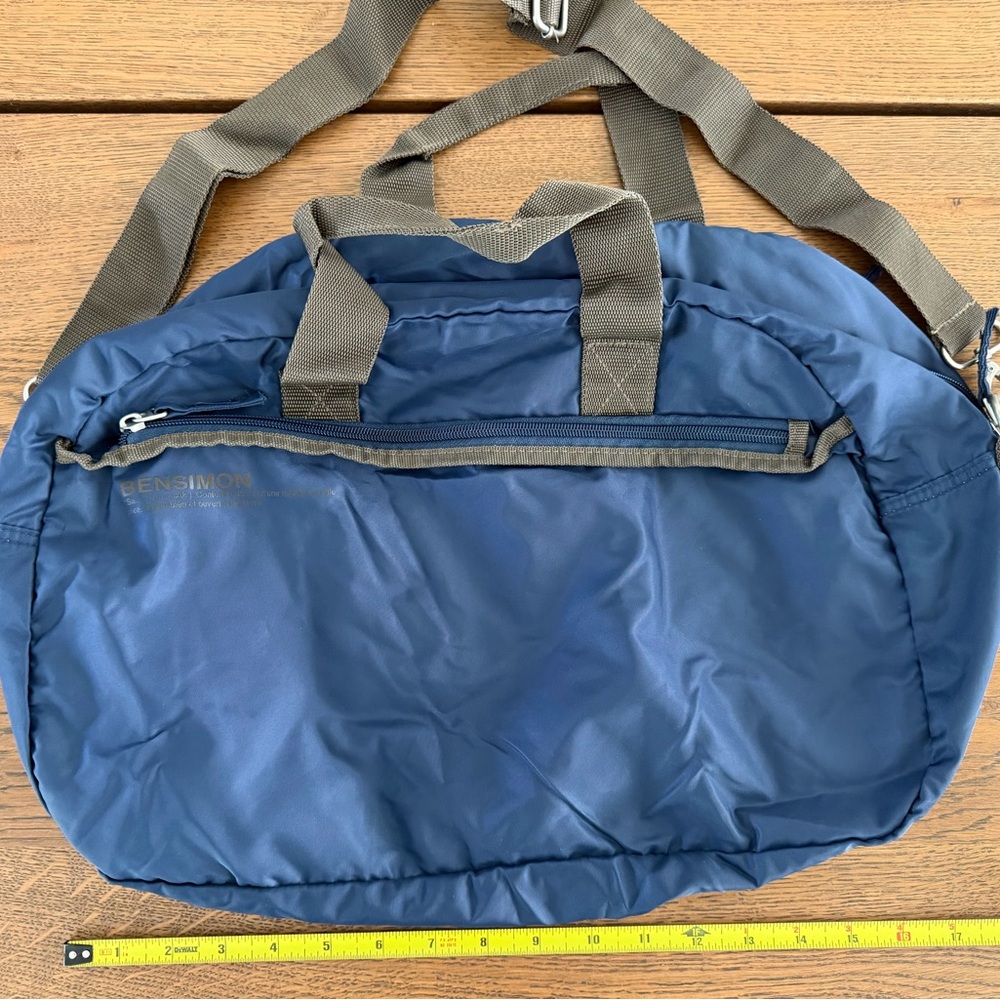 Bensimon Navy Blue Nylon Duffel with Olive Straps